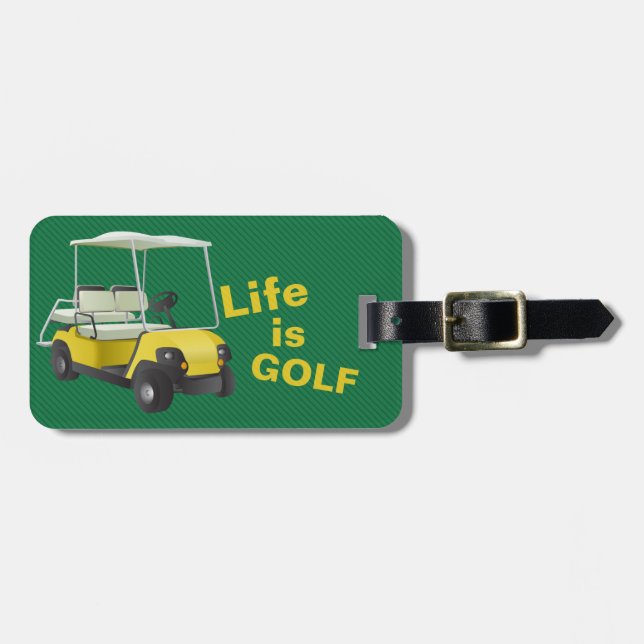 Étiquette À Bagage La vie est Golf Panier Bag personnalisé Balise (Devant horizontal)