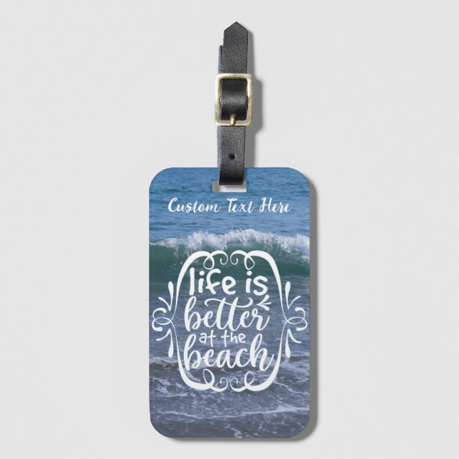 Étiquette À Bagage La vie est meilleure Plage Citation Ocean Wave Per (Devant Vertical)