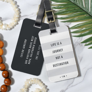 Étiquette À Bagage La vie est un voyage   Devis de voyage monogramme
