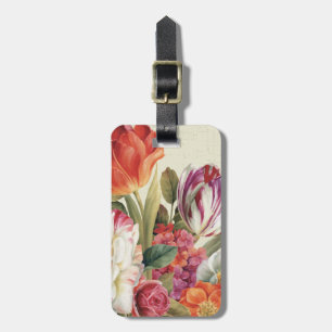Étiquette À Bagage La vue de jardin a jeté des fleurs en l'air