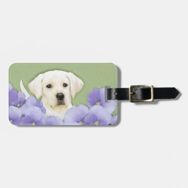 Étiquette À Bagage Labrador Retriever Puppy Painting Original Chien A (Devant horizontal)