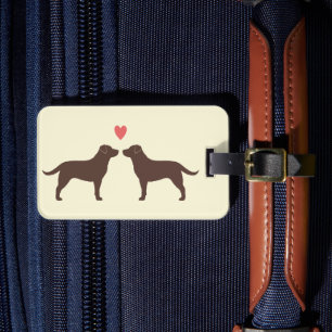 Étiquette À Bagage Labradors Retrievers Chocolat au Cœur