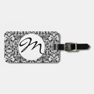 Étiquette À Bagage Lace noir blanc Damas Brocade