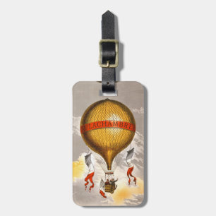 Étiquette À Bagage Lachambre Montgolfière Art Vintage 1880