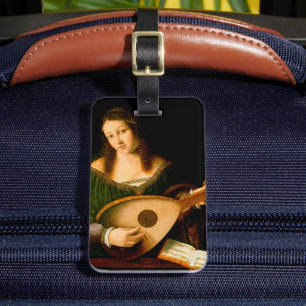 Étiquette À Bagage Lady Jouer Lute Art Art Renaissance Peinture