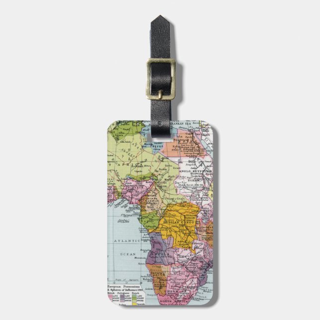 ÉTIQUETTE À BAGAGE L'AFRIQUE DIVISÉE, 1914 (Devant Vertical)