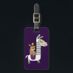 Étiquette À Bagage Lama blanc de monte de paresse mignonne<br><div class="desc">Le sombrero de port de paresse fraîche hilare montant une bande dessinée blanche de lama est magnifique pour les personnes qui aiment des lamas et des paresses et des conceptions drôles de l'industrie graphique.</div>