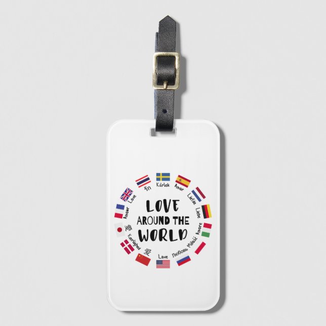 Étiquette À Bagage L'amour autour des langues du monde  (Devant Vertical)