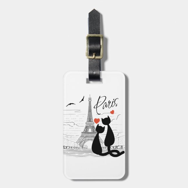 Étiquette À Bagage L'amour des chats à Paris (Devant Vertical)