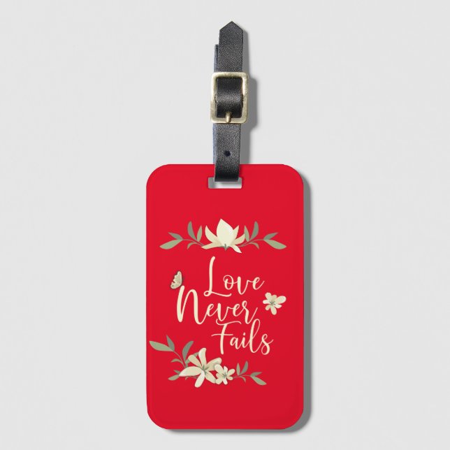Étiquette À Bagage L'amour n'échoue jamais la convention (Devant Vertical)