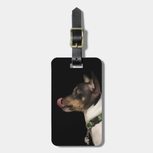 Étiquette À Bagage Langue hors de Rat terrier noir et blanc