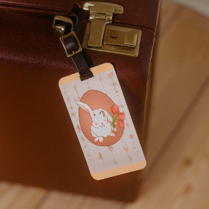 Étiquette À Bagage Lapin avec Tulips Spring Holiday Rabbit