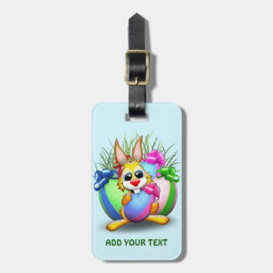 Étiquette À Bagage Lapin de Pâques drôle et mignon personnage mordant