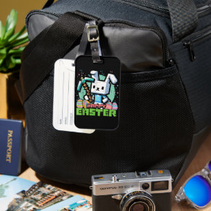 Étiquette À Bagage Lapin de Pâques Pixel Game Joyeux 