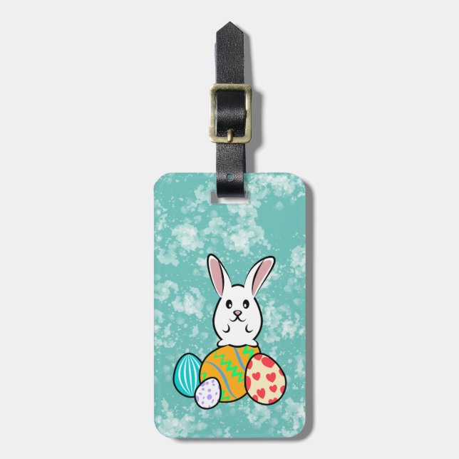 Étiquette À Bagage Lapin de Pâques sur les oeufs de Pâques (Devant Vertical)