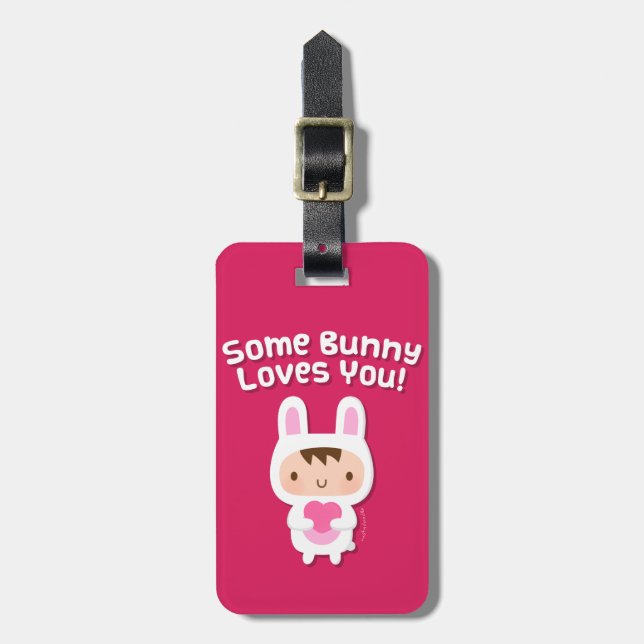 Étiquette À Bagage Lapin Mignon T'aime Aveu d'Amour (Devant Vertical)
