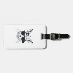 Étiquette À Bagage Lapin visage avec lunettes de soleil Casquette jou