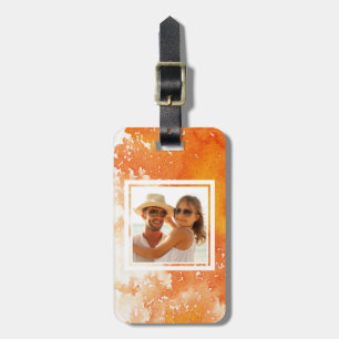 Étiquette À Bagage L'aquarelle orange peinte par résumé ajoutent