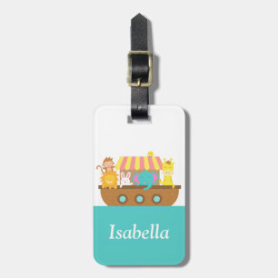 Étiquette À Bagage L'Arche de Noé, les mignons animaux, pour les enfa