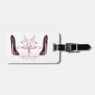 Étiquette À Bagage L'art stylet de la chaussure rouge