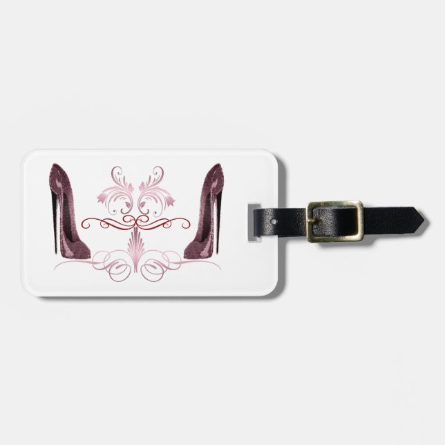 Étiquette À Bagage L'art stylet de la chaussure rouge (Devant horizontal)