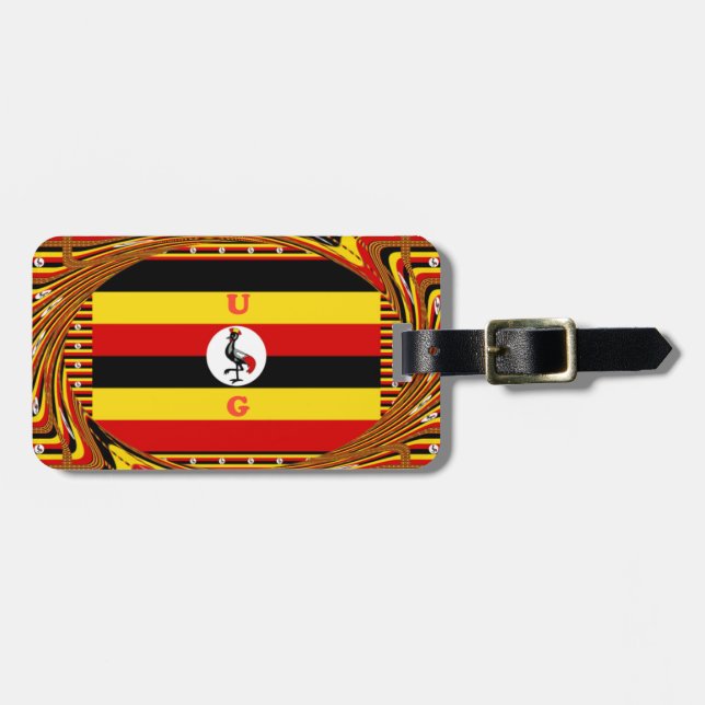 Étiquette À Bagage L'Art Vibrant Ouganda Inspiré Du Drapeau (Devant horizontal)