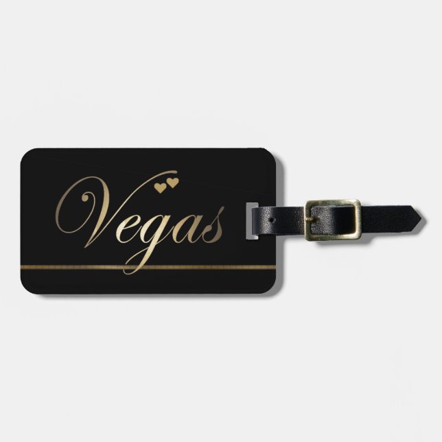 Étiquette À Bagage Las Vegas noir et or (Devant horizontal)