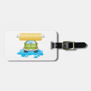 Étiquette À Bagage Lavage de voiture de dessin animé vert voiture heu