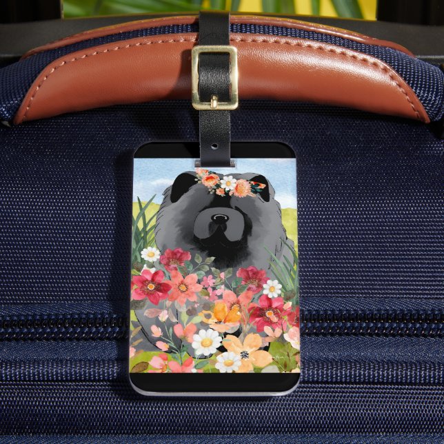 Étiquette À Bagage LAVAGE EN noir clair - Chien de Chow bleu (Insitu Rectoal 2)