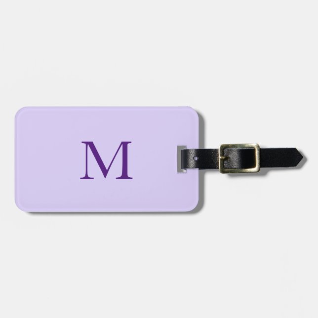 Étiquette À Bagage Lavender Lilac Purple Monogramme Nom initial Cadea (Devant horizontal)