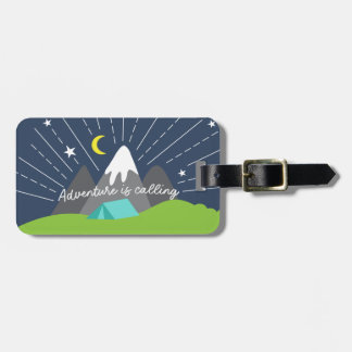 Étiquette À Bagage L'aventure est l'appel Tente Camping Montagnes
