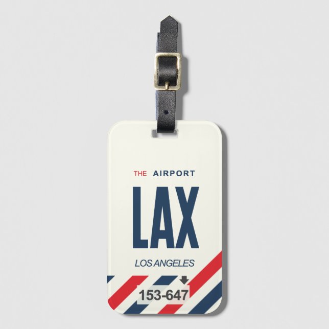 Étiquette À Bagage LAX Los Angeles porte-bagages (Devant Vertical)
