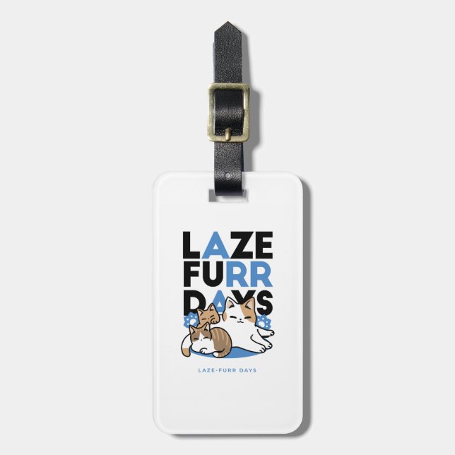 Étiquette À Bagage Laze Furr Days - Cute Lazy Cats Design (Devant Vertical)