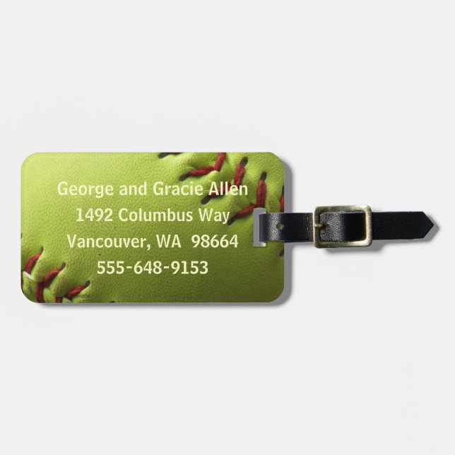 Étiquette À Bagage Le base-ball jaune simple (Devant horizontal)