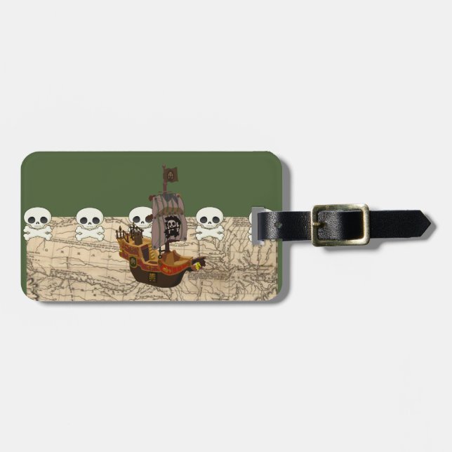 Étiquette À Bagage Le bateau de pirate de bande dessinée (Devant horizontal)