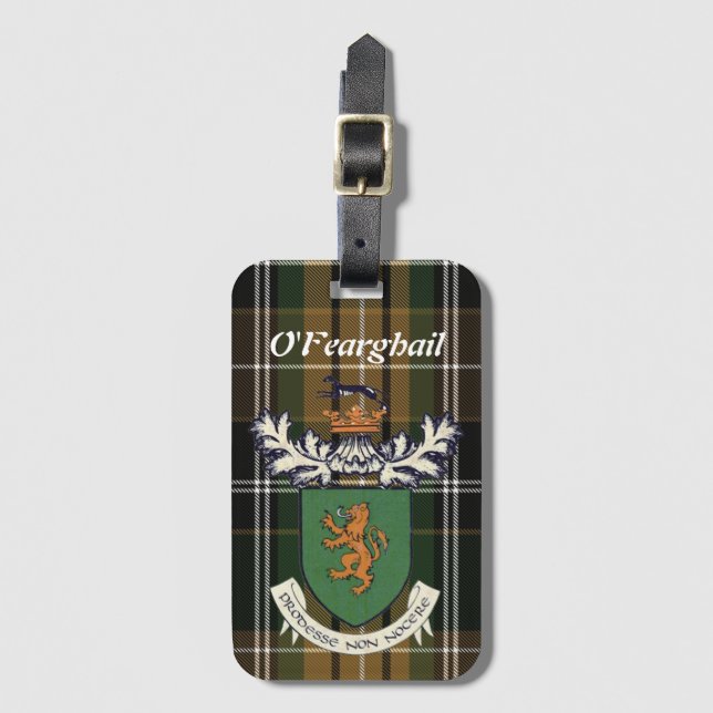 Étiquette À Bagage Le clan Farrell d'Irlande armoiries et tartan  (Devant Vertical)
