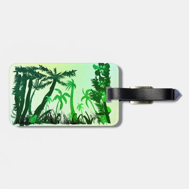 Étiquette À Bagage Le feuillage de la jungle verte (Dos horizontal)