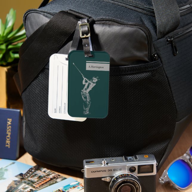 Étiquette À Bagage Le golfeur d'argent  (Recto & Verso)
