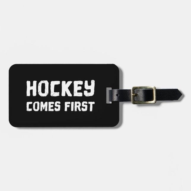 Étiquette À Bagage Le hockey arrive en premier (Devant horizontal)