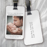 Étiquette À Bagage Le Jour où j'ai rencontré mon papa Photo Fête des<br><div class="desc">Ajoutez une photo de votre bébé le jour où ils ont rencontré leur père,  ainsi que leur nom et la date de naissance pour un cadeau que le père voyageur chérira pour toujours!</div>