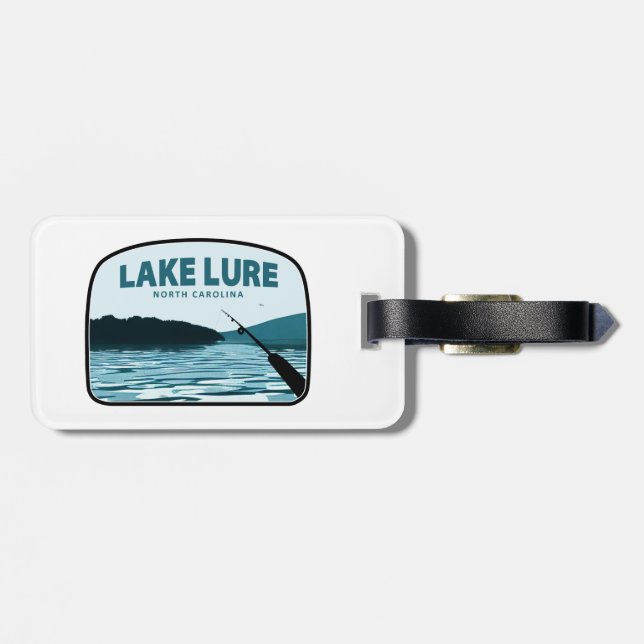Étiquette À Bagage Le lac Lure North Carolina Rod de pêche (Dos horizontal)