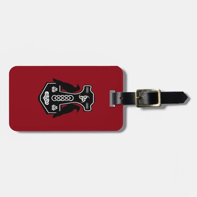 Étiquette À Bagage Le marteau de Pagan Celtic Thor avec Ravens (Devant horizontal)