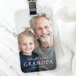 Étiquette À Bagage Le meilleur grand-père du monde photo de l'année d<br><div class="desc">Balise bagage avec votre photo personnalisée et le texte "Meilleur granpa du monde" avec l'année personnalisée ou autre texte ci-dessous.</div>