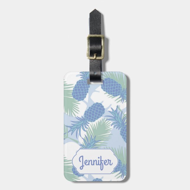 Étiquette À Bagage Le motif en pastel tropical | d'ananas ajoutent (Devant Vertical)