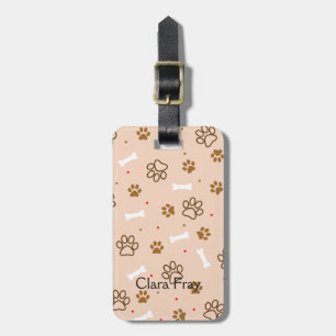 Étiquette À Bagage Le motif mignon de chien avec des pattes désosse