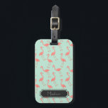 Étiquette À Bagage Le motif mignon | de Flamant rose rose ajoutent<br><div class="desc">C'est un dessin d'un oiseau de flamant qui a été transformé en motif. L'arrière - plan est une jolie couleur en bon état.  Il y a un cadre dans la conception où vous pouvez faire imprimer votre nom.</div>