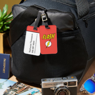 Étiquette À Bagage Le nom Flash et logo d'éclair