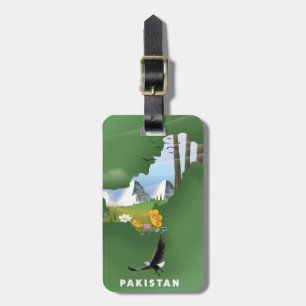 Étiquette À Bagage Le Pakistan a illustré une carte de voyage.