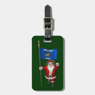 Étiquette À Bagage Le Père Noël Avec L'Ensigne Du Wisconsin