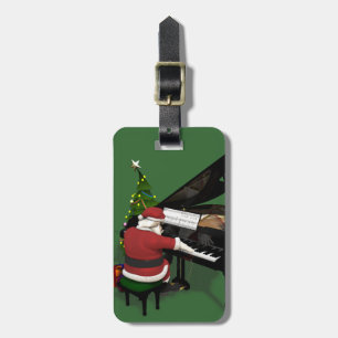 Étiquette À Bagage Le Père Noël Jouer Piano